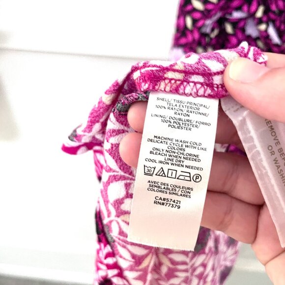 Ann Taylor Mixed Floral Midi Wrap Dress Women's Size 6 Purple Patchwork - Picture 7 of 8